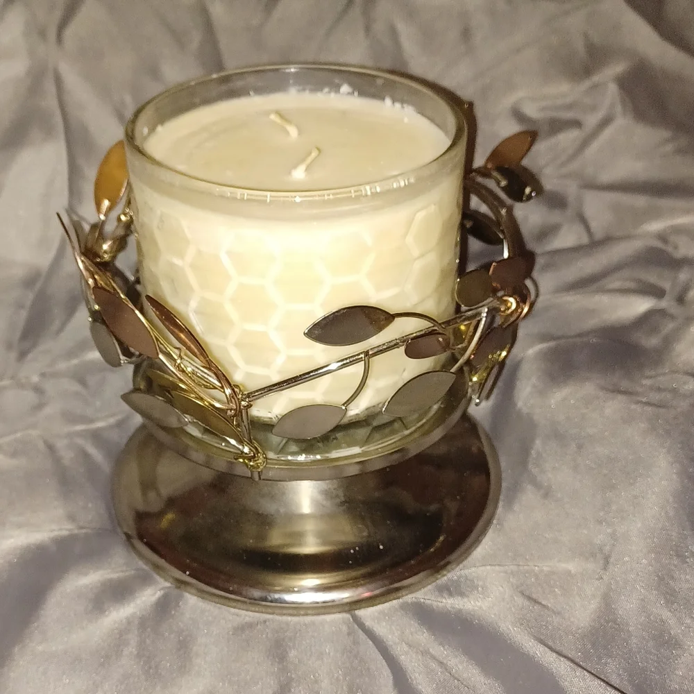 *HP* PartyLite Shimmering Leaves Pedestal Candle Holder - Picture 3 of 14